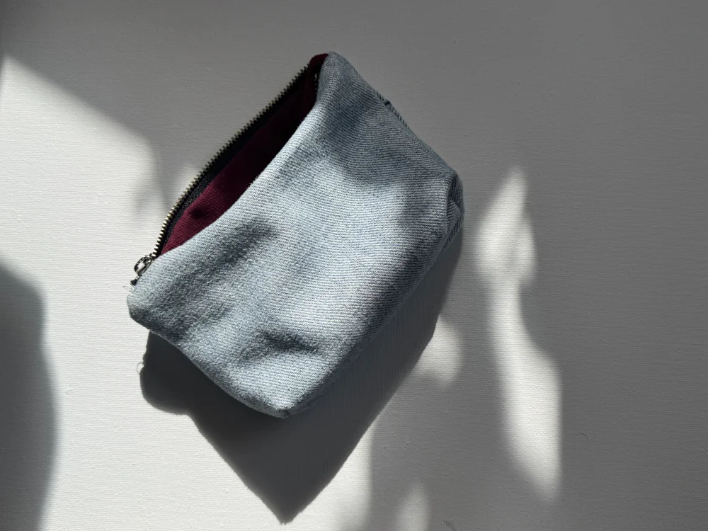 final denim pouch open